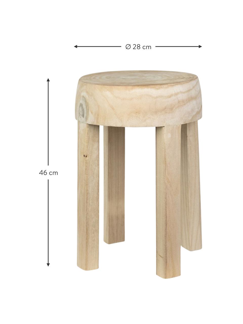 Table d'appoint ronde en bois de paulownia faite à la main Colin, Bois de paulownia, finition naturelle, Bois de paulownia clair, Ø 28 x haut. 46 cm