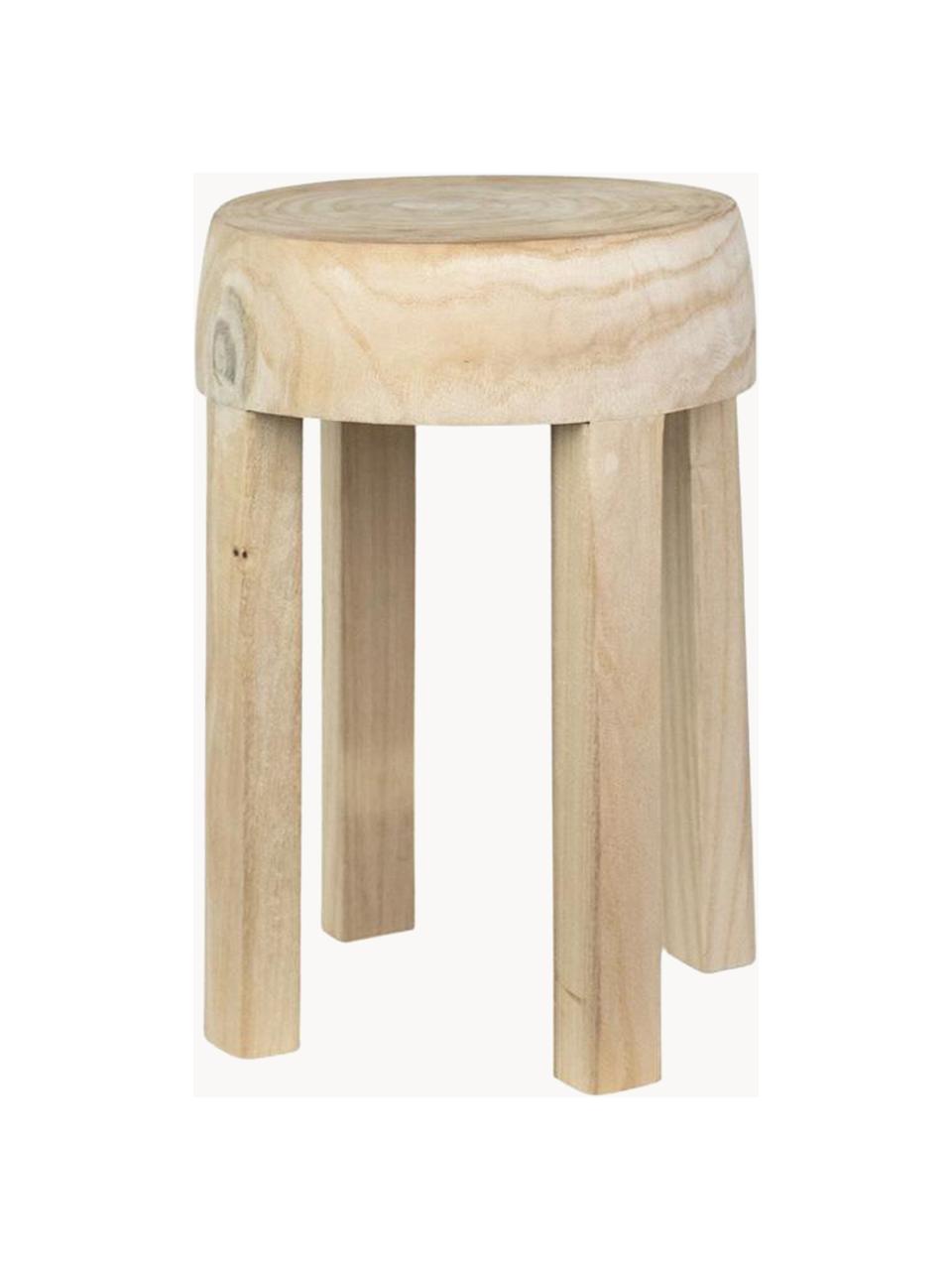 Table d'appoint ronde en bois de paulownia faite à la main Colin, Bois de paulownia, finition naturelle, Bois de paulownia clair, Ø 28 x haut. 46 cm