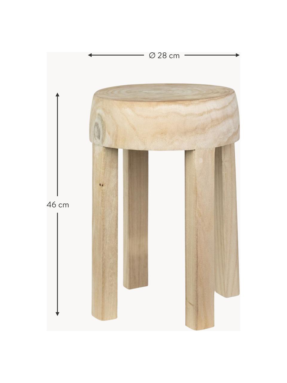 Handgefertigter Beistelltisch Colin aus Paulownia-Holz, Paulownia-Holz, naturbelassen, Paulownia-Holz, hell, Ø 28 x H 46 cm