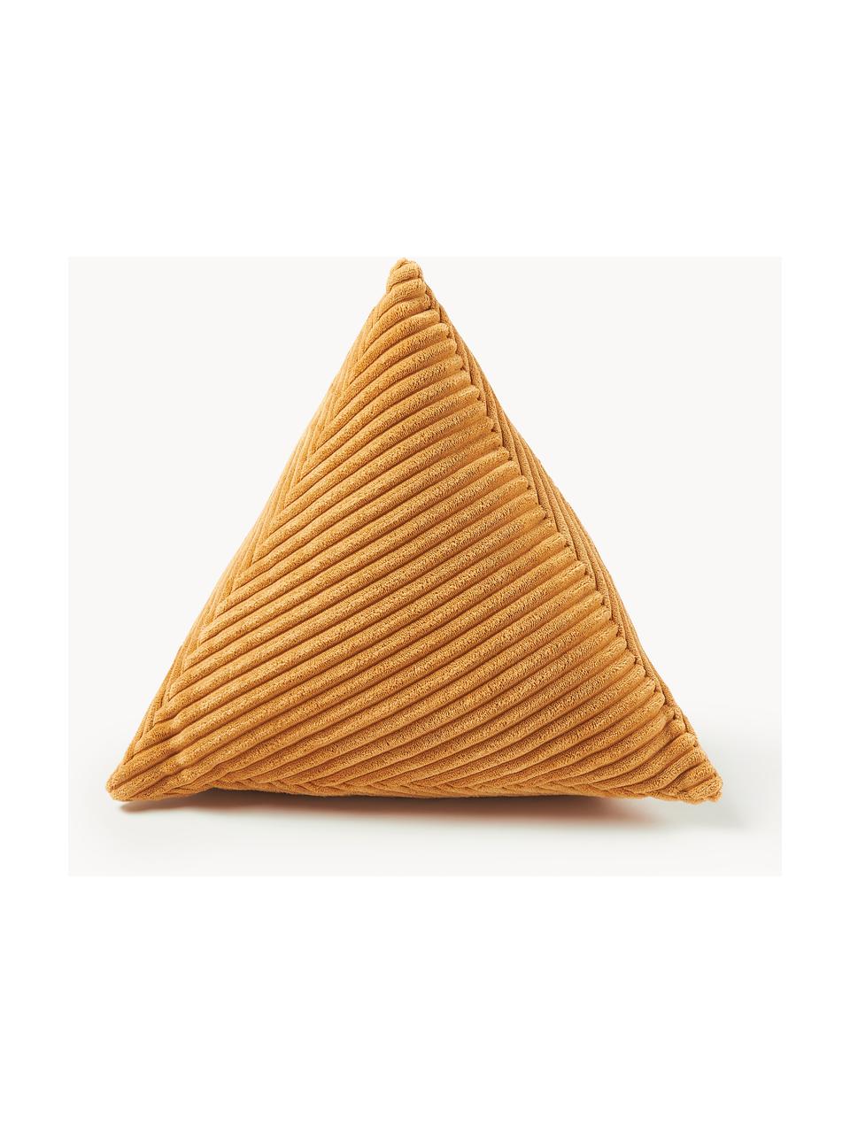 Driehoekige corduroy kussen Kylen, Oranje, B 40 x L 40 cm