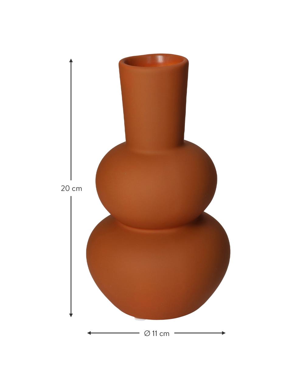 Váza z kameniny Eathan, Kamenina, Terakotová, krémově bílá, Ø 11 cm, V 20 cm