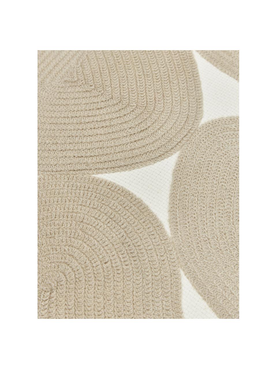 Funda de cojín bordada de algodón Bardia, Funda: 100% algodón ecológico, c, Beige, blanco crema, An 45 x L 45 cm