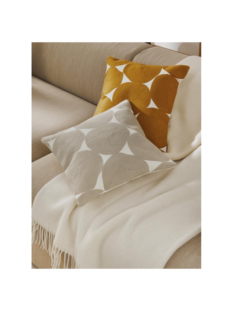 Federa arredo in cotone ricamato Bardia, Rivestimento: 100% cotone certificato B, Ornamento: 100% acrilico, Beige, bianco crema, Larg. 45 x Lung. 45 cm