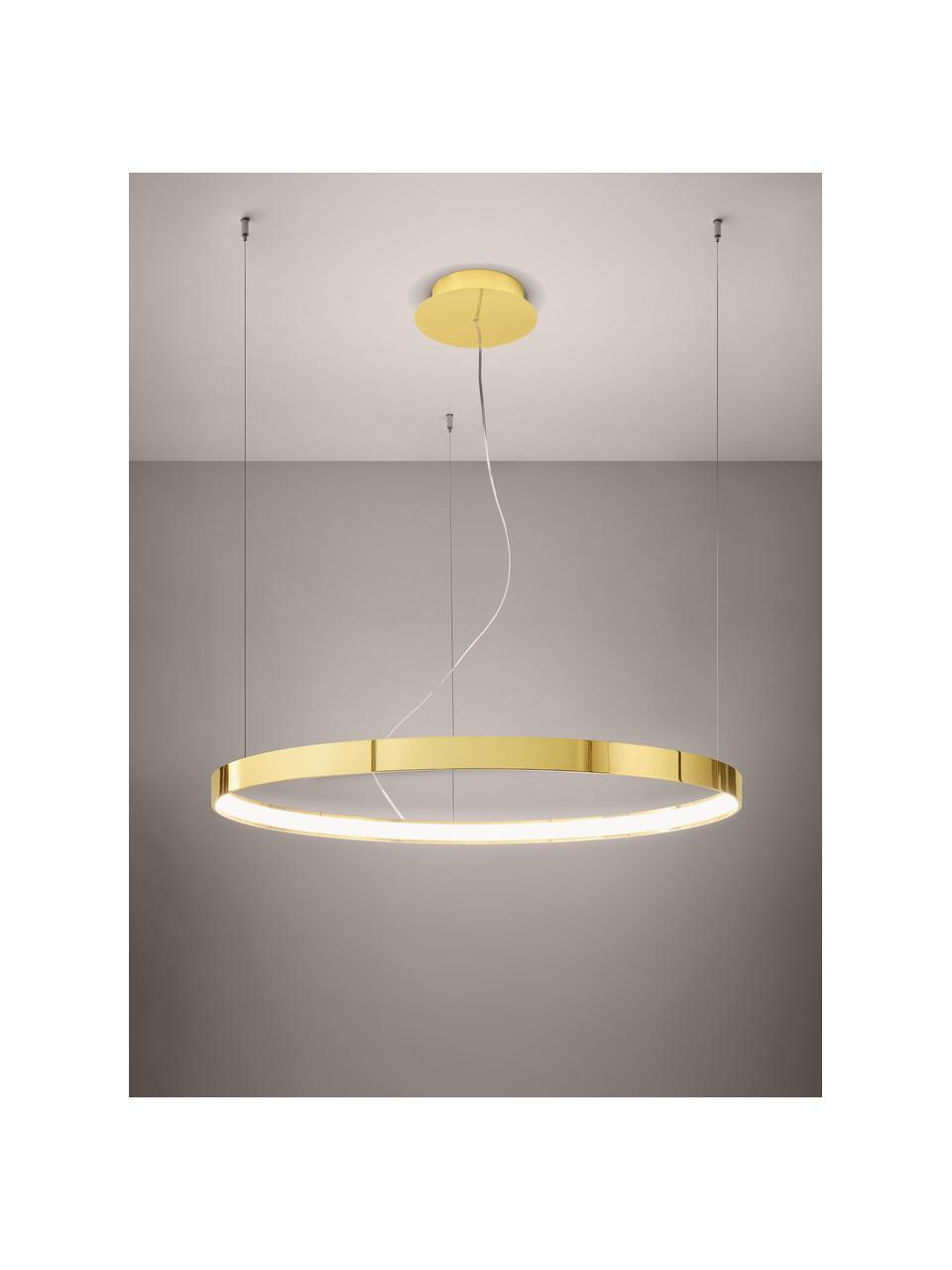 Grande suspension LED artisanale Tim, Doré, haute brillance, Ø 78 cm