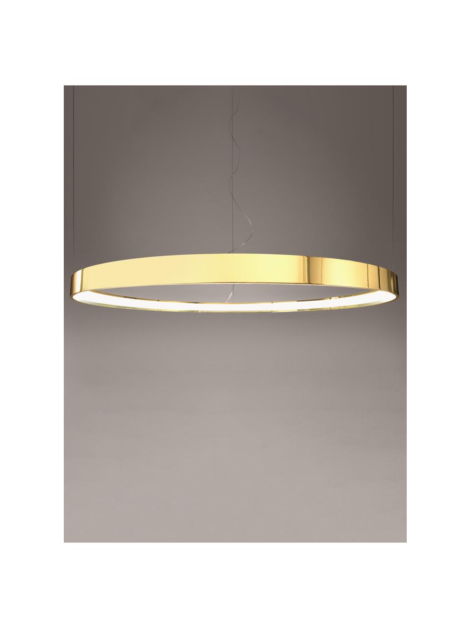 Grosse LED-Pendelleuchte Tim, handgefertigt, Goldfarben, glänzend, Ø 78 cm