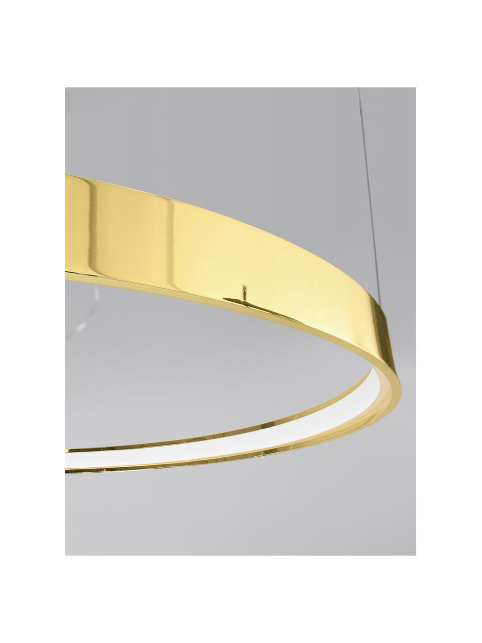 Große LED-Pendelleuchte Tim, handgefertigt, Goldfarben, glänzend, Ø 78 cm