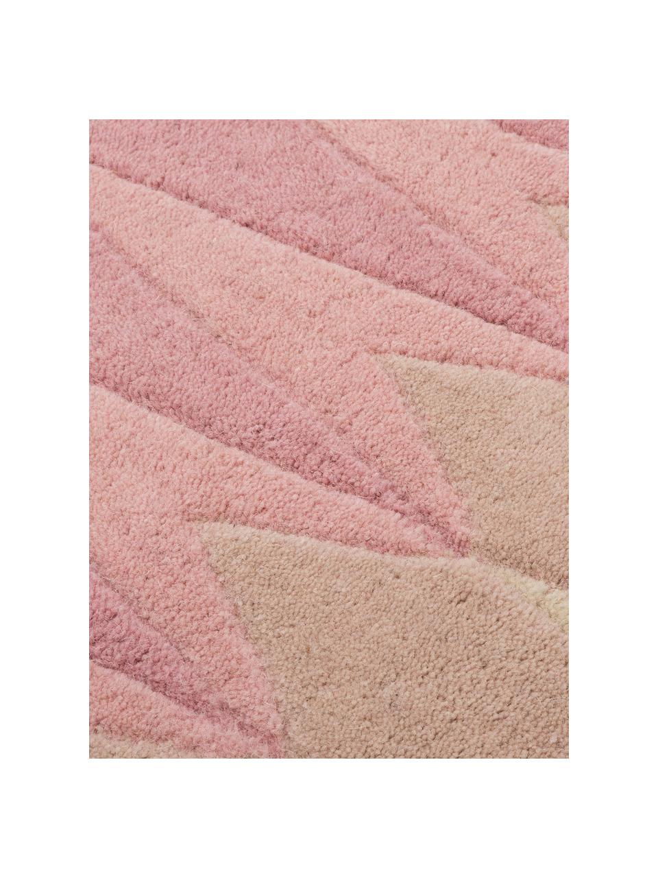 Tapis design pure laine rose Acacia, Rose vif