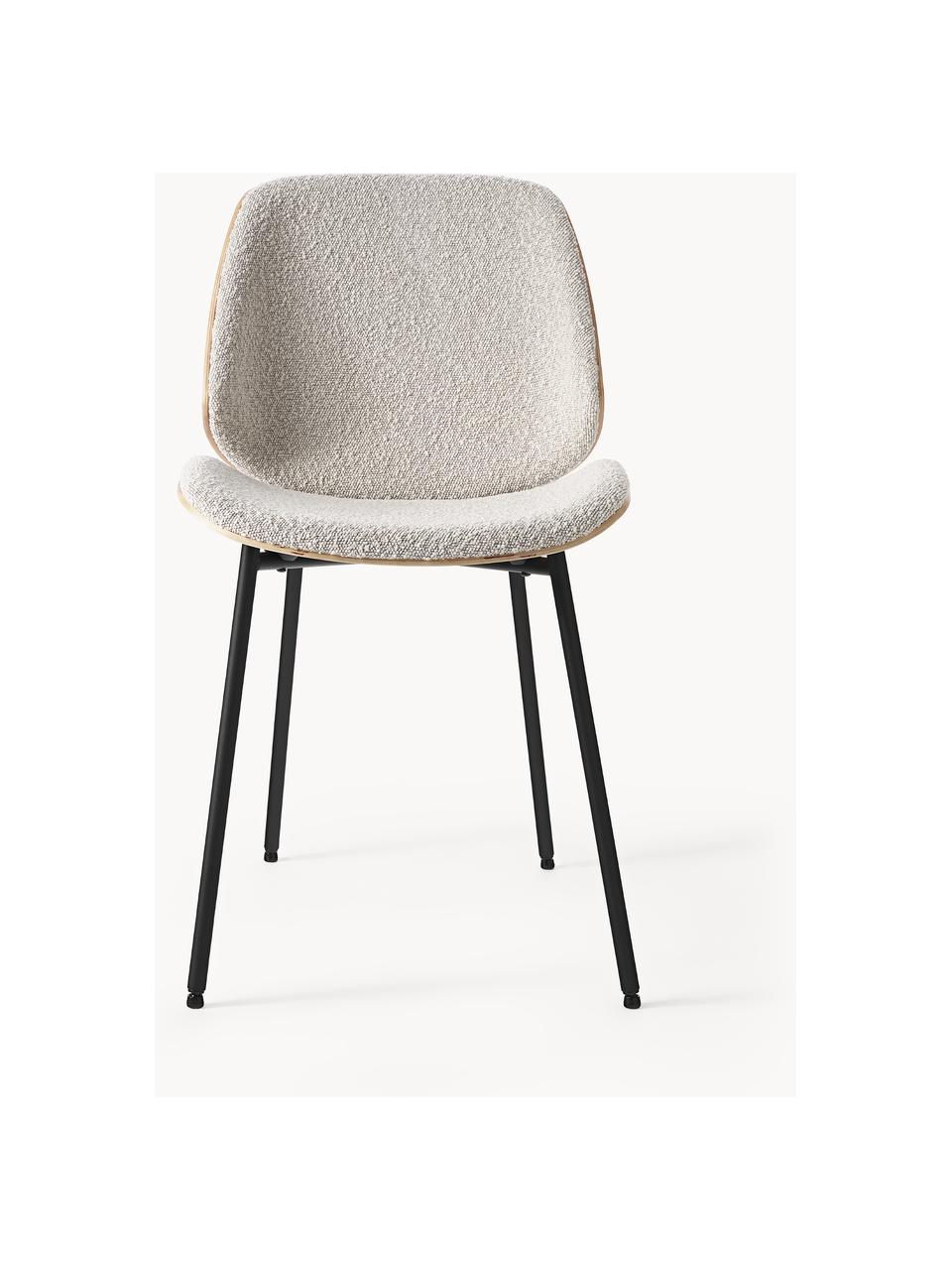 Krzesło tapicerowane bouclé Tamara, 2 szt., Tapicerka: bouclé (100% poliester) D, Nogi: metal malowany proszkowo, Biały bouclé, S 47 x G 60 cm