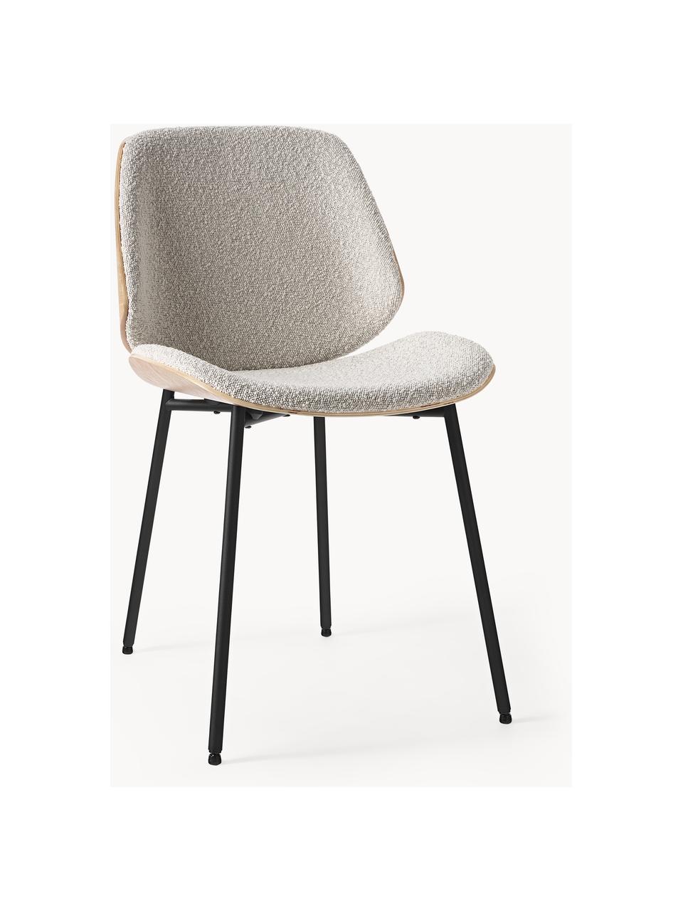 Krzesło tapicerowane bouclé Tamara, 2 szt., Tapicerka: bouclé (100% poliester) D, Nogi: metal malowany proszkowo, Biały bouclé, S 47 x G 60 cm