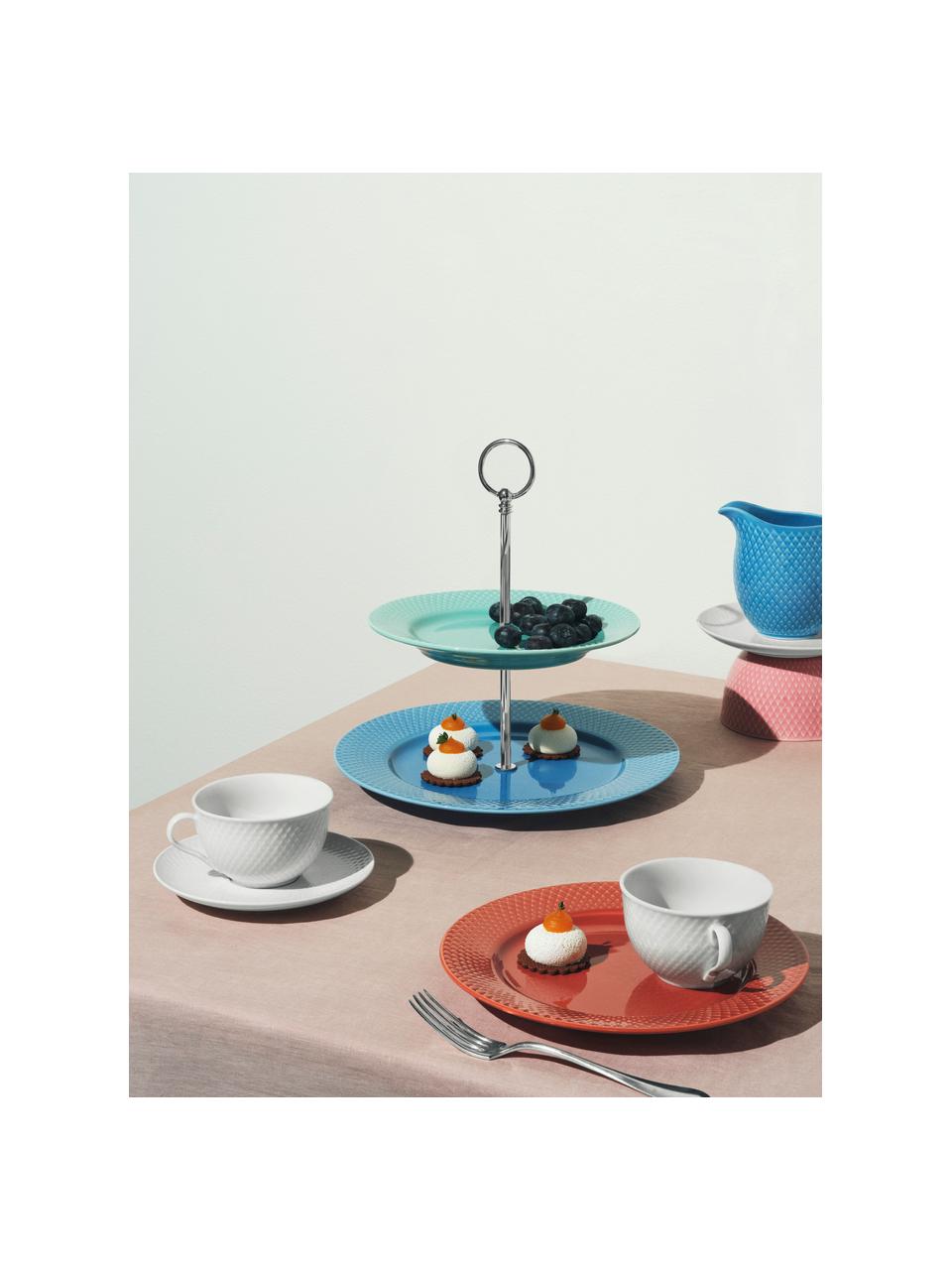 Porcelánové snídaňové talíře Rhombe, 4 ks, Porcelán, Terakotová, Ø 23 cm