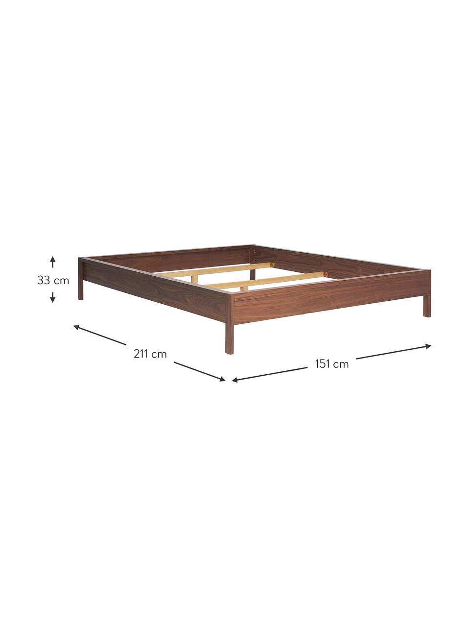 Holzbett Tammy, Holz mit Walnussholzfurnier, Walnussholz, B 160 x L 200 cm