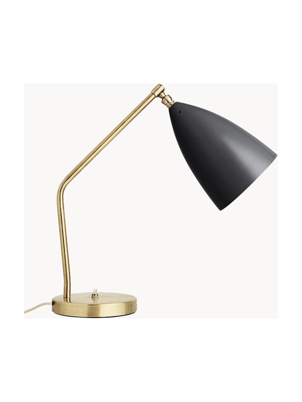 Lámpara de mesa Gräshoppa, Pantalla: acero con pintura en polv, Negro, latón, An 48 x Al 44 cm