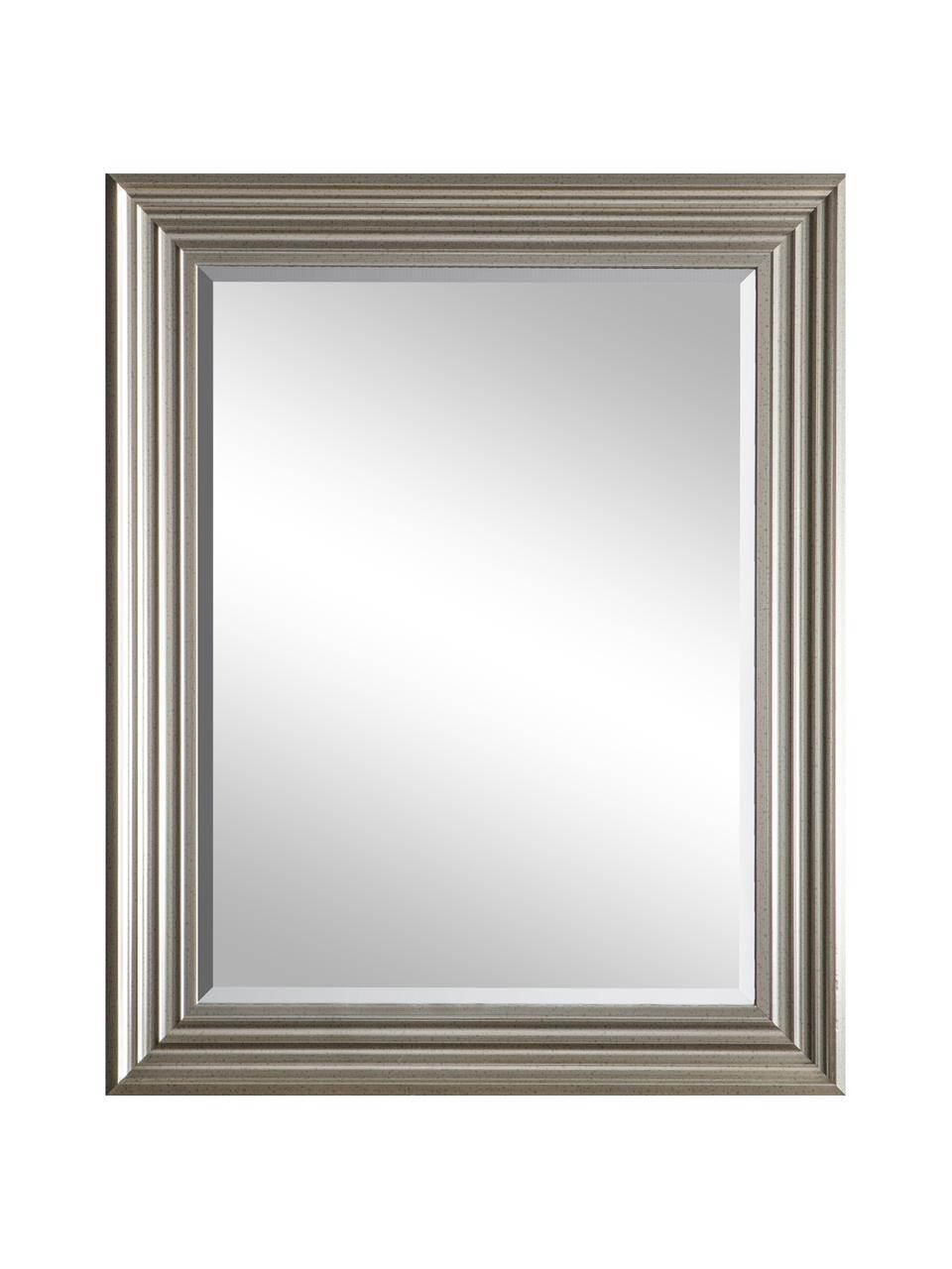 Specchio rettangolare da parete con cornice argentata Haylen, Cornice: materiale sintetico, Superficie dello specchio: lastra di vetro, Argentato, Larg. 64 x Alt. 79 cm