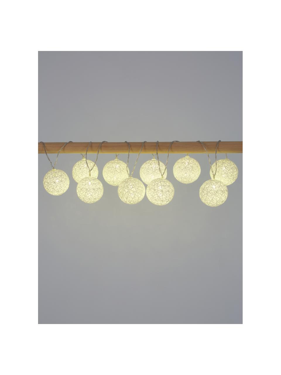 Guirnalda de luces LED Jolly Lights, 435 cm, 10 luces, Linternas: algodón, Cable: plástico, Blanco, L 435 cm