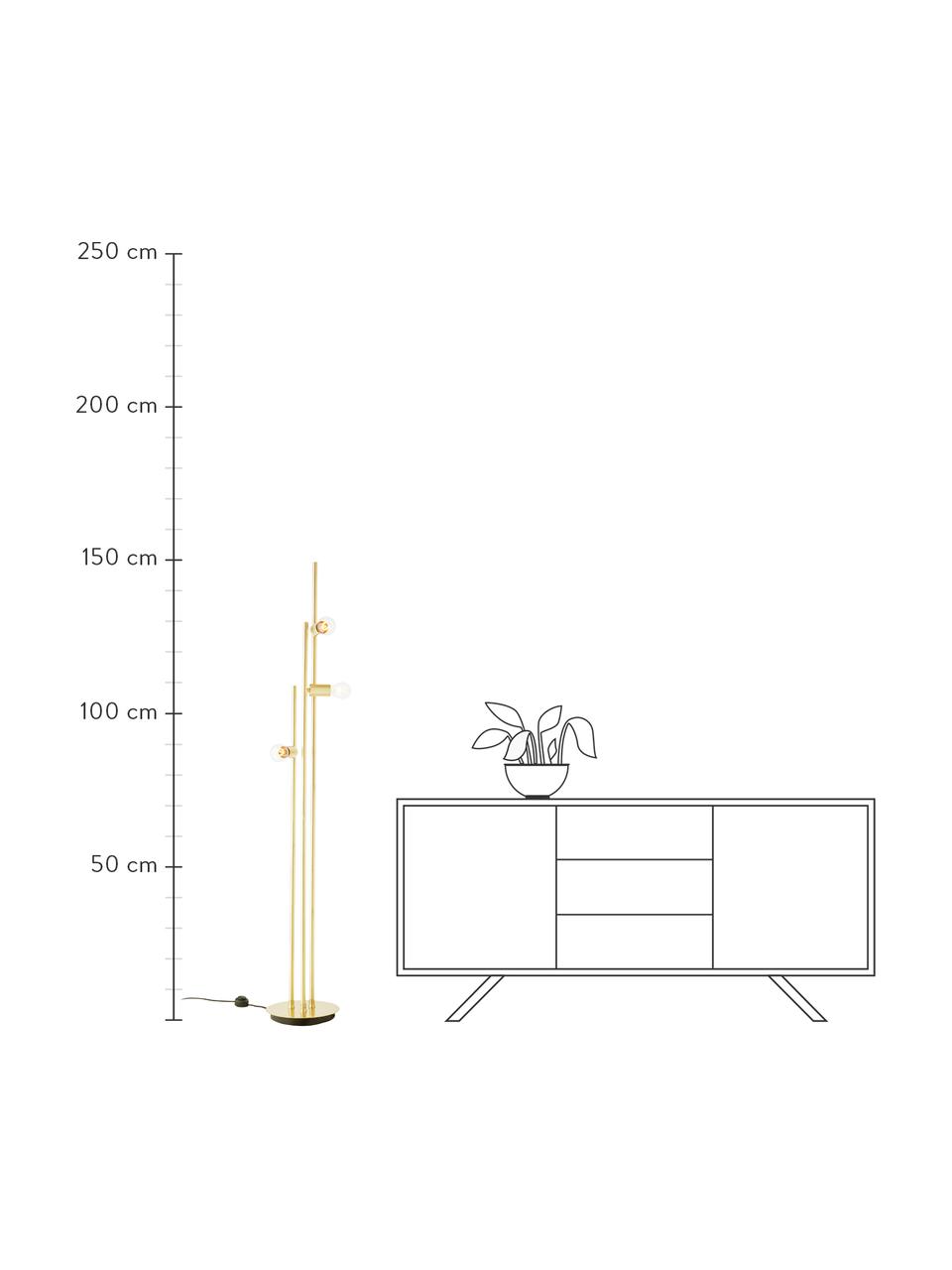 Design vloerlamp Panama, Lampvoet: geborsteld metaal, Goudkleurig, Ø 30 x H 150 cm