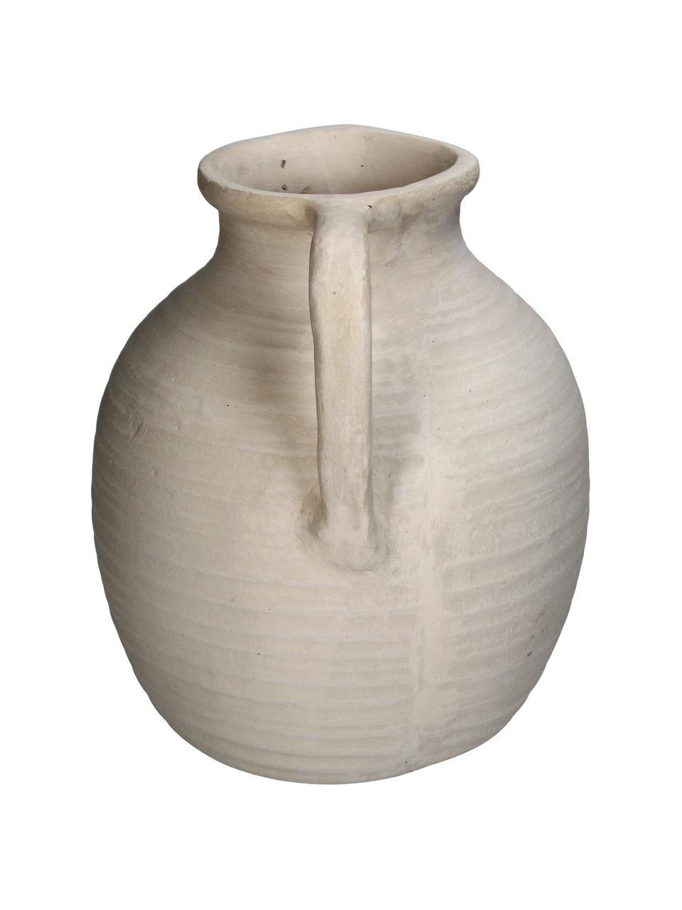 Ručne vyrobená dekoračná váza Raw, Papierová hmota, >30 % recyklovaný materiál, Svetlobéžová, Š 25 x V 26 cm