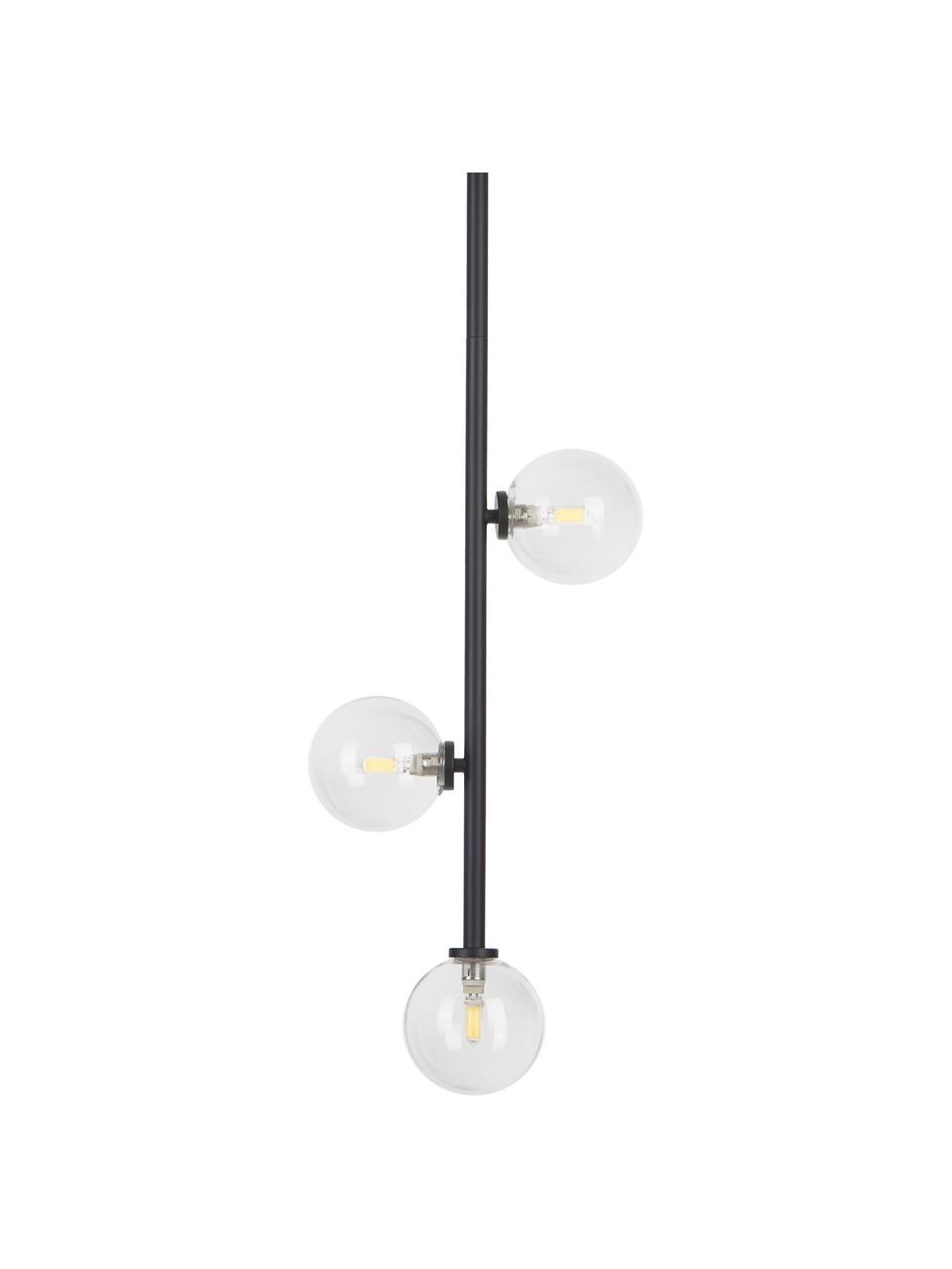 Hanglamp Emily van glas, Baldakijn: gepoedercoat metaal, Zwart, B 30 x H 90 cm