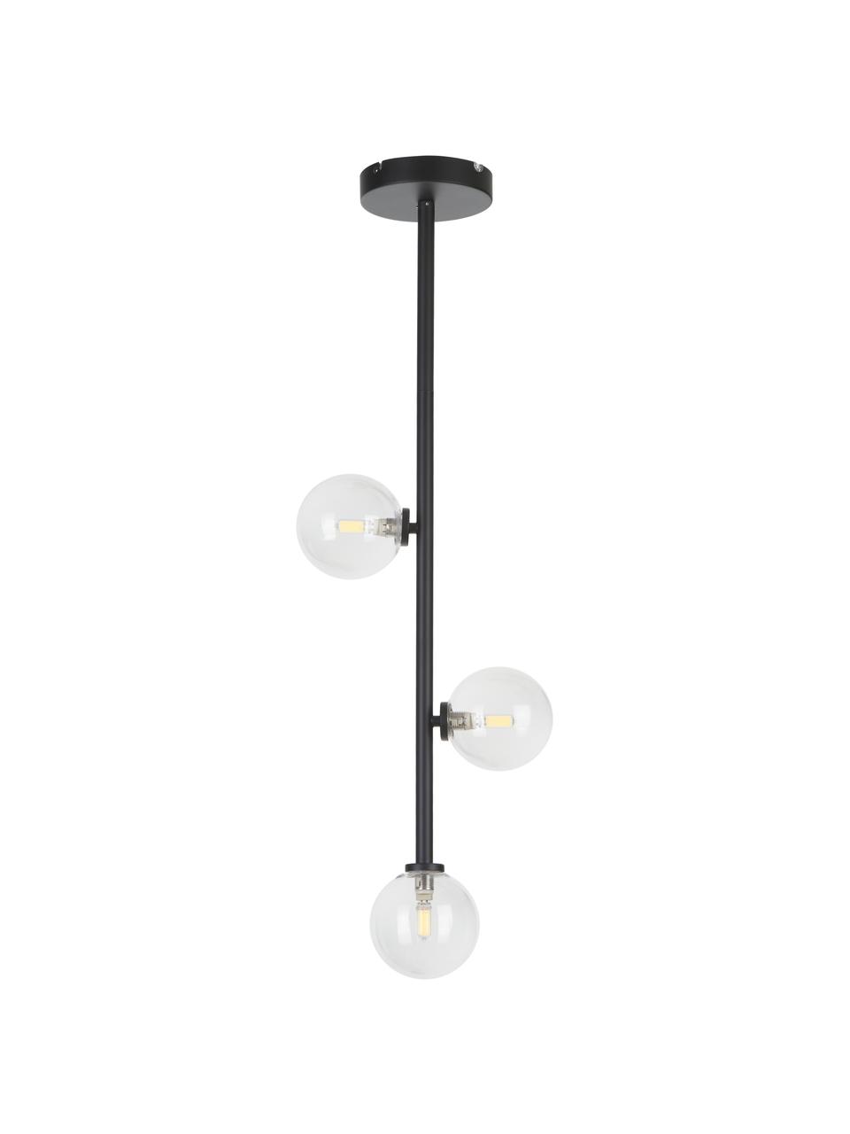 Suspension en verre Emily, Noir, larg. 30 x haut. 90 cm