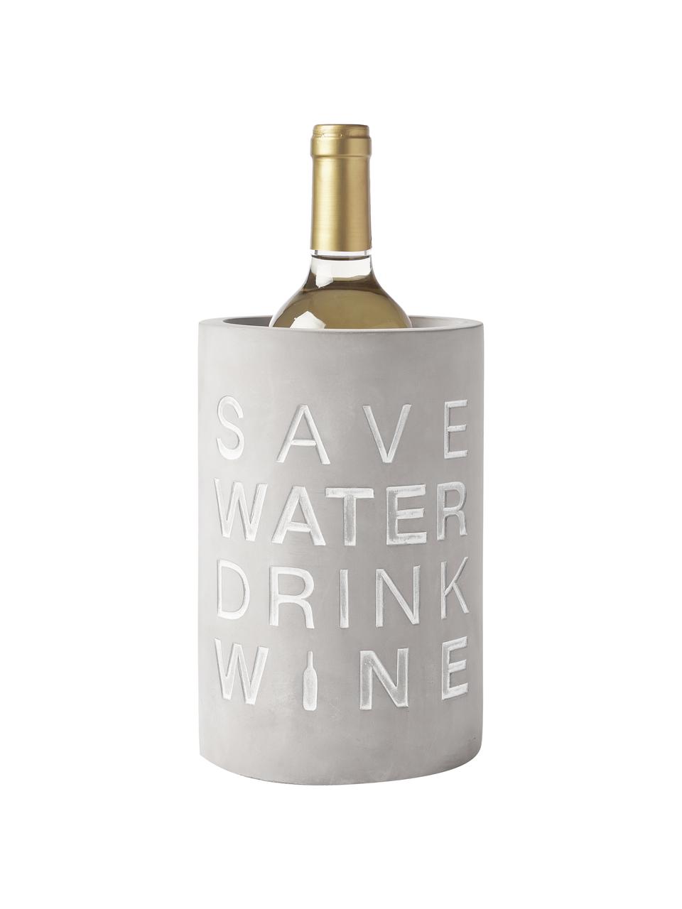 Flaschenkühler Drink Wine in Grau, Beton, Grau, Weiß, Ø 14 x H 21 cm