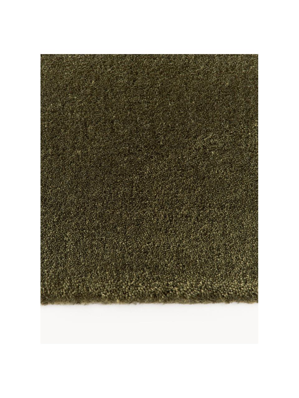 Tapis en laine tissé à la main Zayne, Vert foncé, larg. 80 x long. 150 cm (taille XS)