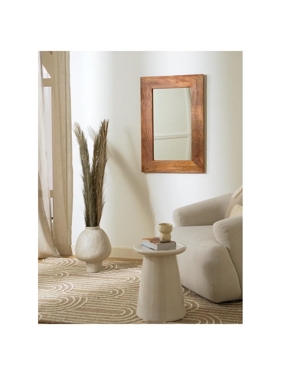 Specchio quadrato da parete in legno di mango Indigo, Cornice: legno di mango certificat, Superficie dello specchio: lastra di vetro, Legno di mango, Larg. 61 x Alt. 92 cm