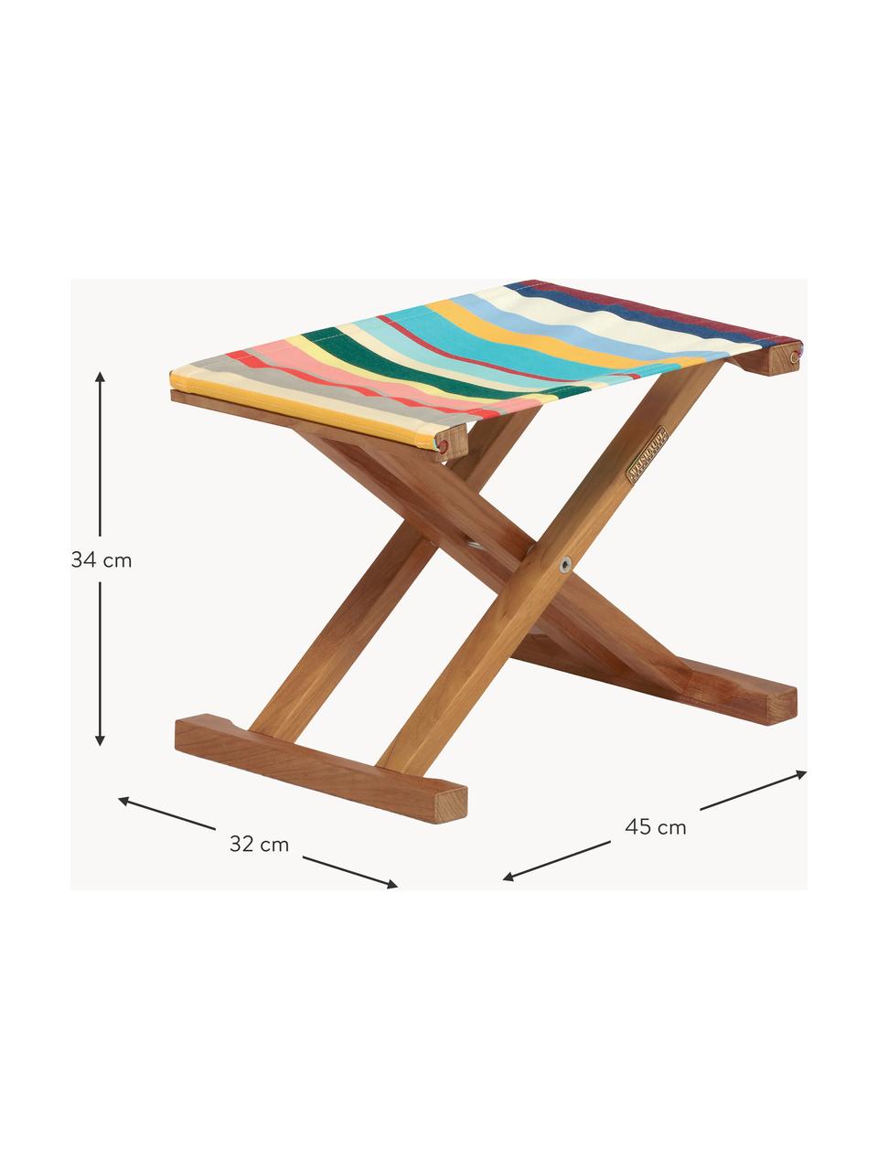 Ręcznie wykonany stołek z drewna tekowego Klassiker, Stelaż: drewno tekowe, Wielobarwny, drewno tekowe, S 45 x W 34 cm