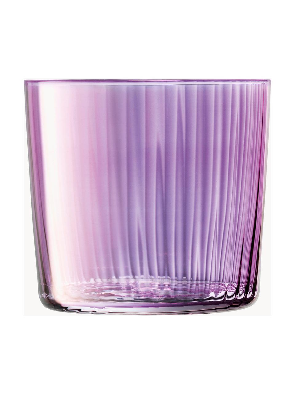 Set 4 bicchieri in vetro soffiato Gems, Vetro soffiato, Tonalità di rosa e viola, Ø 8 x Alt. 7 cm, 300 ml