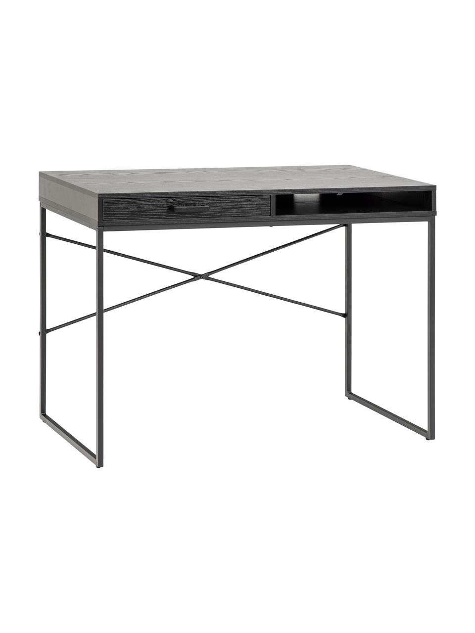 Bureau industriel Seaford, Bois, anthracite, larg. 110 x haut. 75 cm