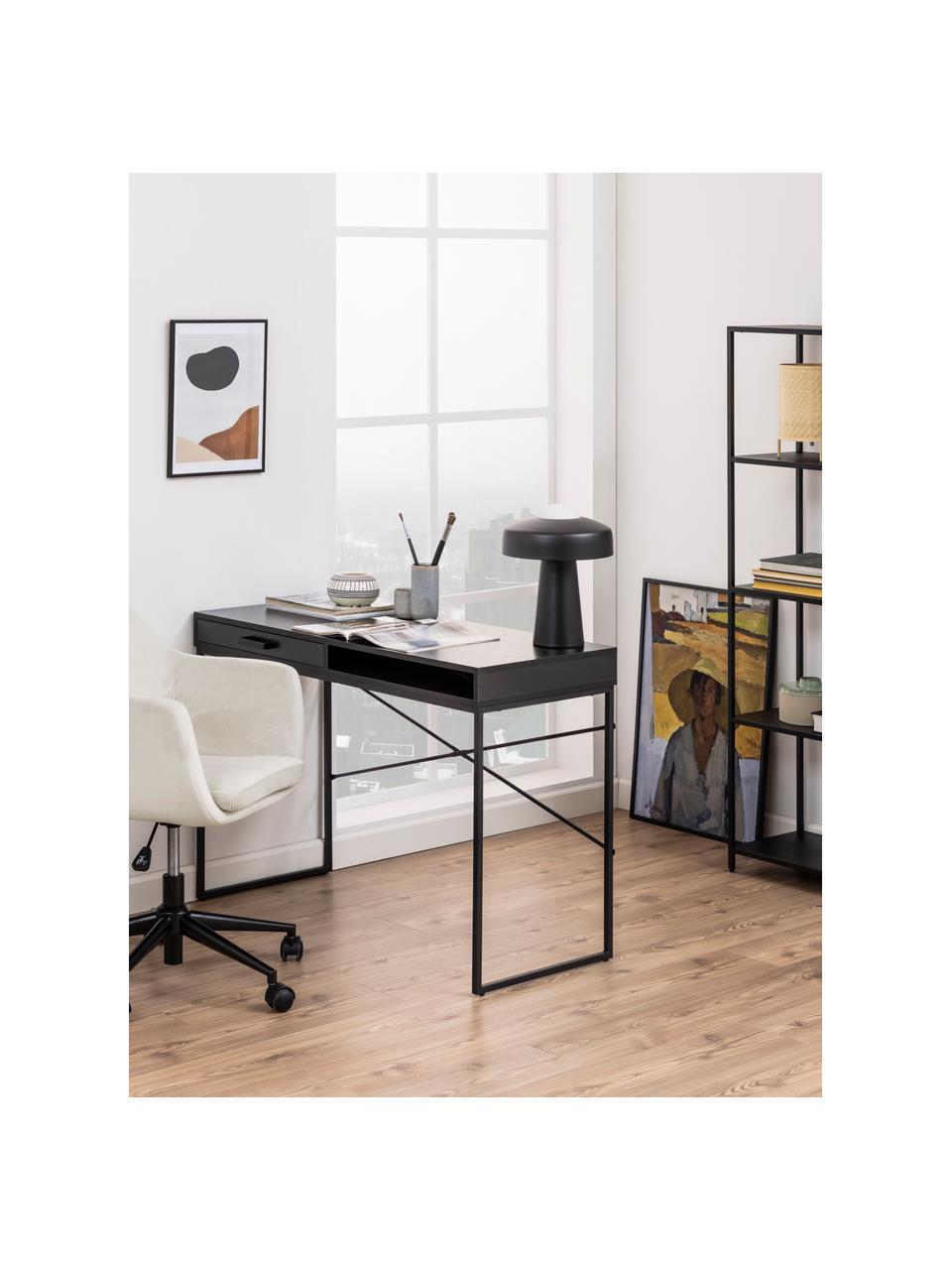 Bureau Seaford, Noir, larg. 110 x haut. 45 cm