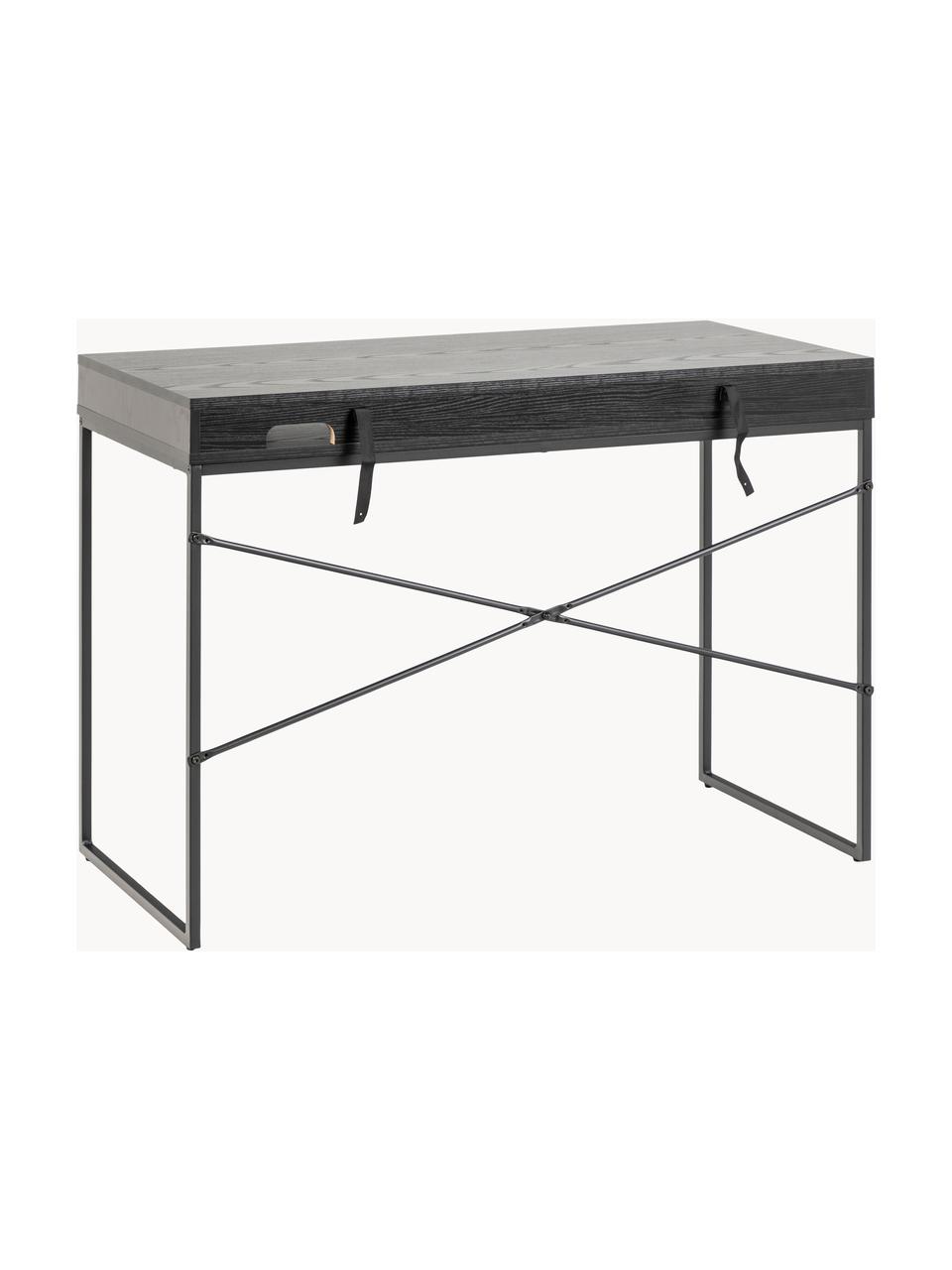 Schreibtisch Seaford mit Schublade, Tischplatte: Mitteldichte Holzfaserpla, Gestell: Metall, pulverbeschichtet, Schwarz, B 110 x T 45 cm