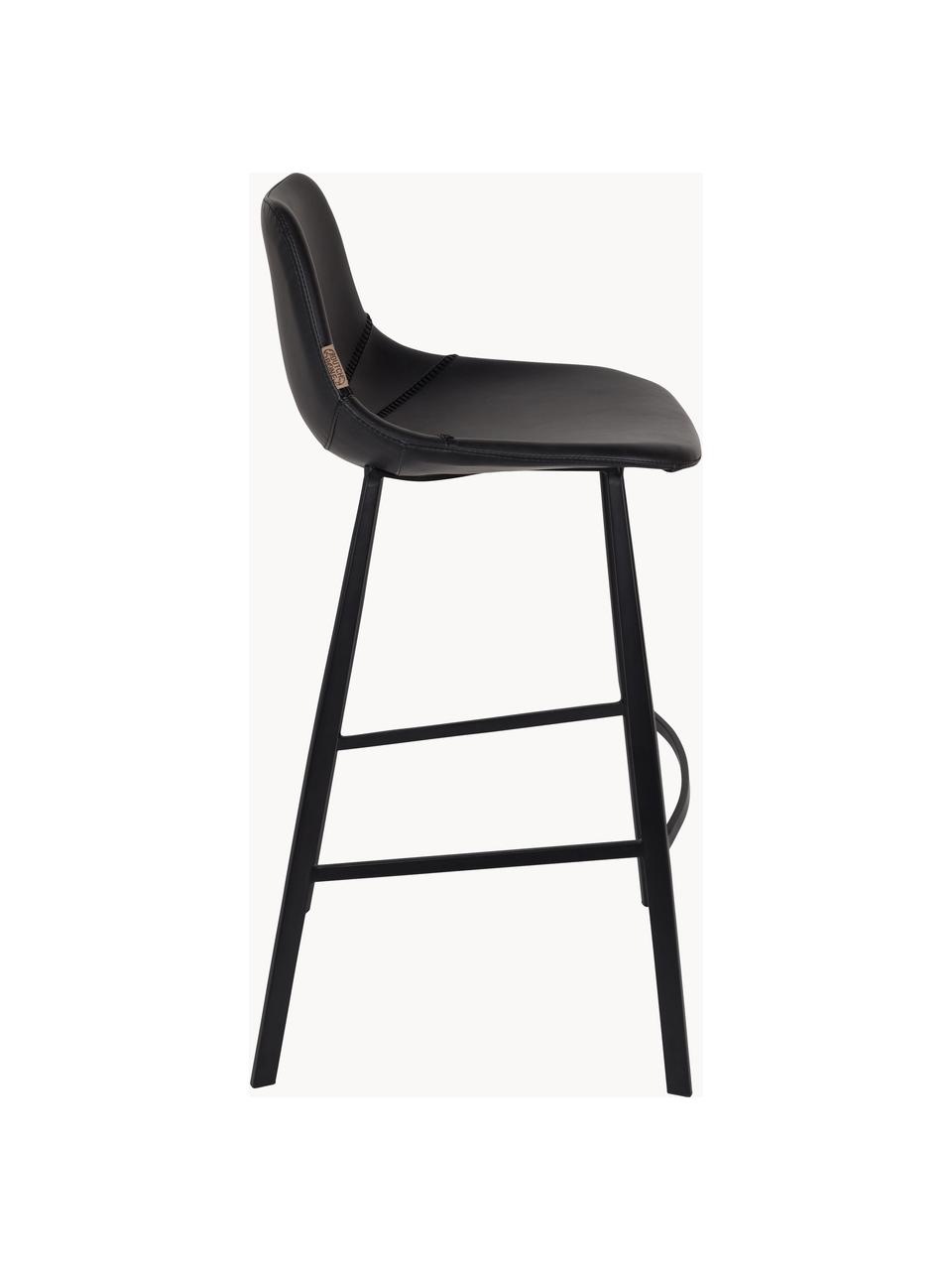 Barová židle z umělé kůže Franky, Potah: černá s úmyslnými známkami opotřebení Nohy: černá, Š 50 cm, V 106 cm