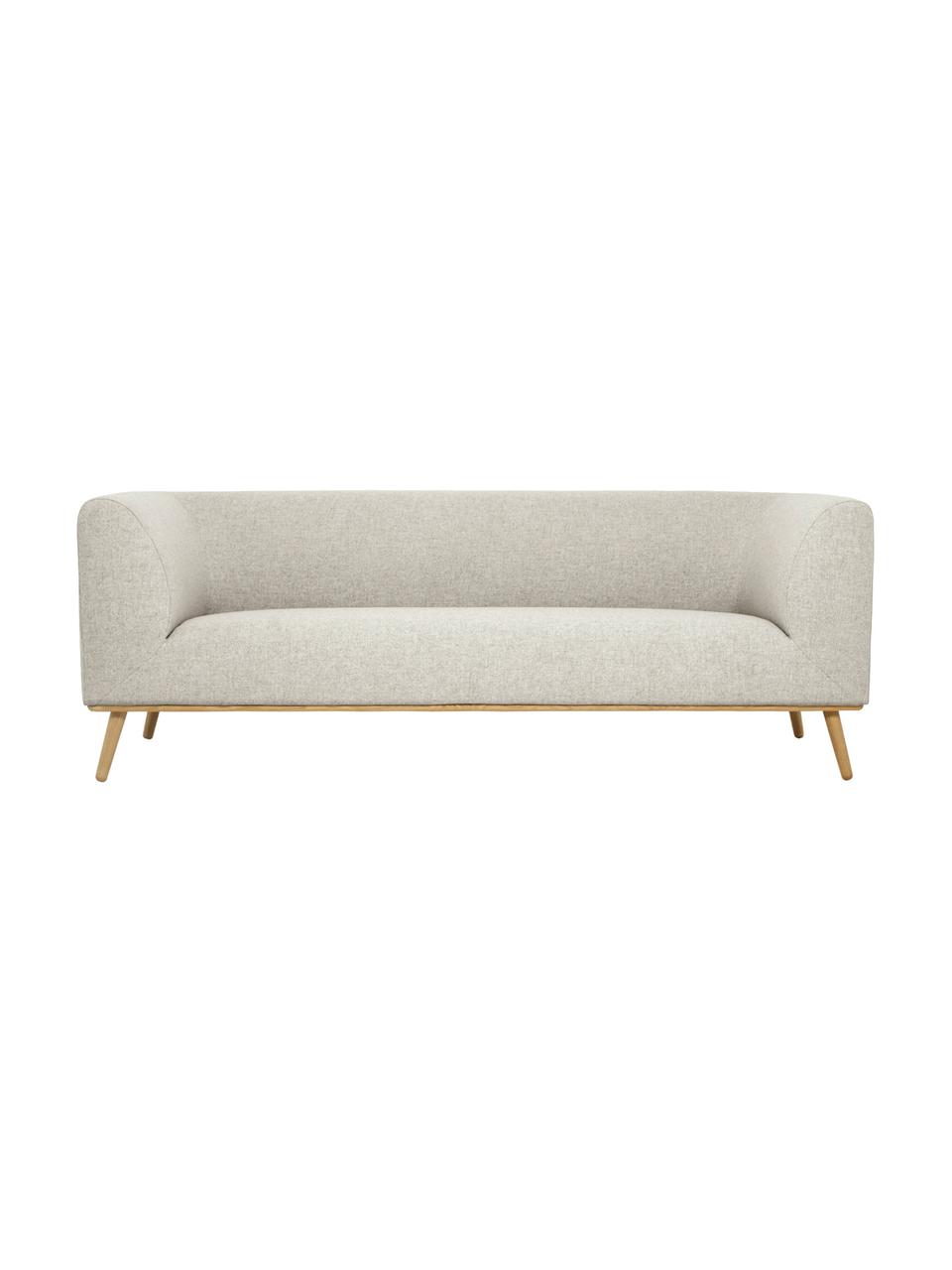 Divano 3 posti con piedini in legno di quercia Archie, Rivestimento: 100% lana, Struttura: legno di pino, certificat, Gambe: legno massello di rovere,, Tessuto beige, Larg. 222 x Prof. 90 cm