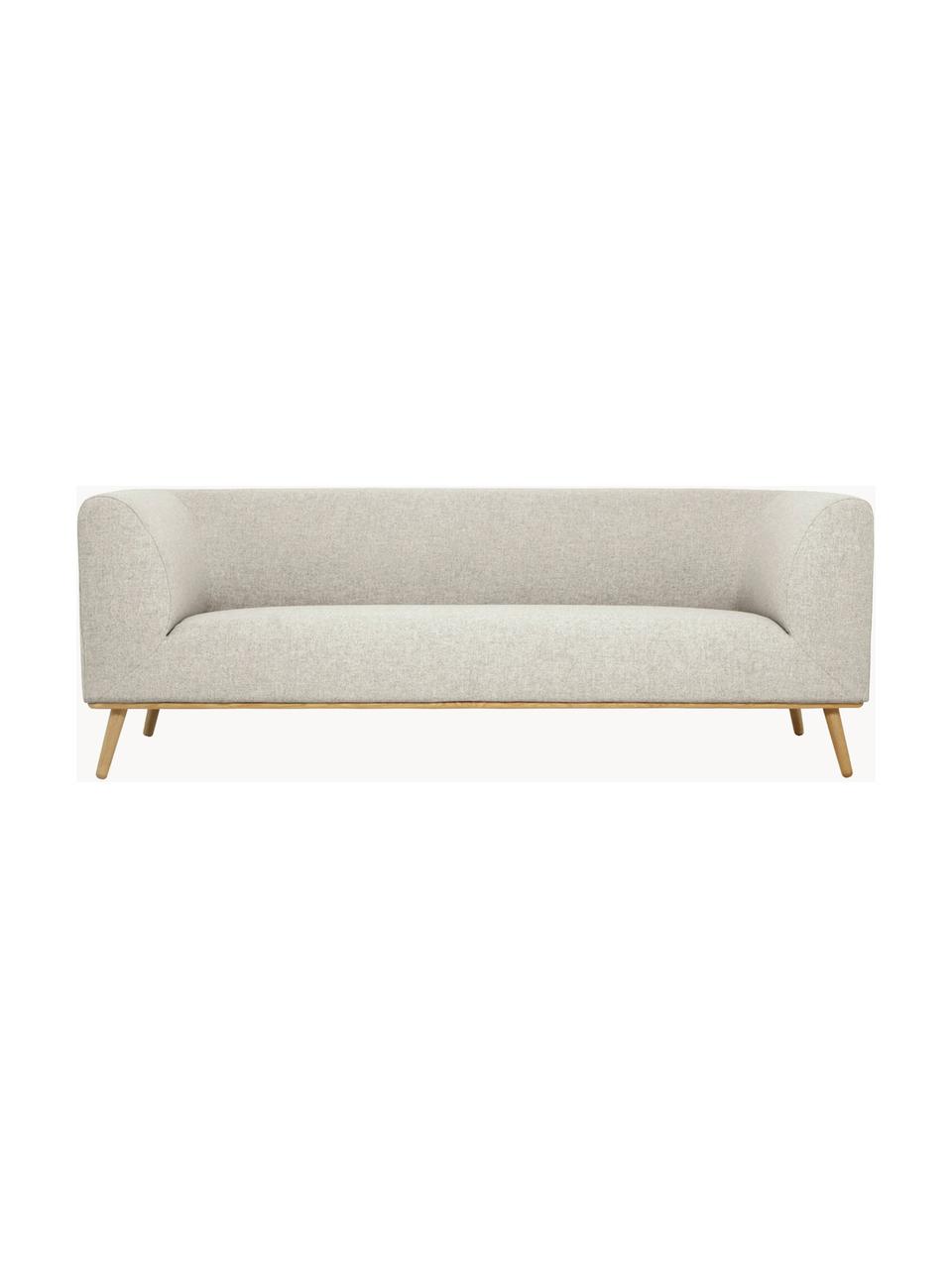 Canapé 3 places avec pieds en bois de chêne Archie, Tissu beige, larg. 222 x prof. 90 cm
