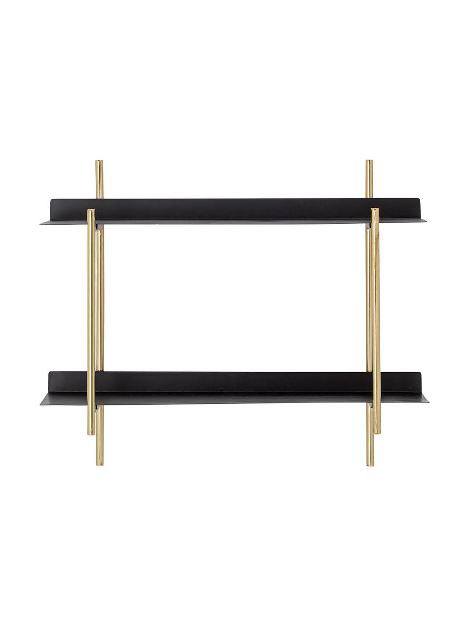 Wandregal Marvin aus Metall, Gestell: Stahl, beschichtet, Schwarz, Goldfarben, B 61 x H 50 cm