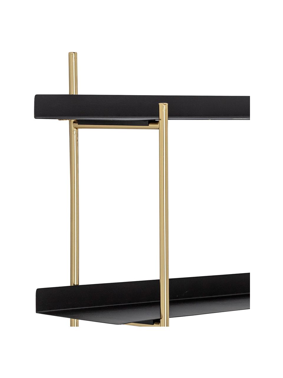 Scaffale da parete in metallo Marvin, Struttura: acciaio rivestito, Ripiani: metallo rivestito, Nero, dorato, Larg. 61 x Alt. 50 cm