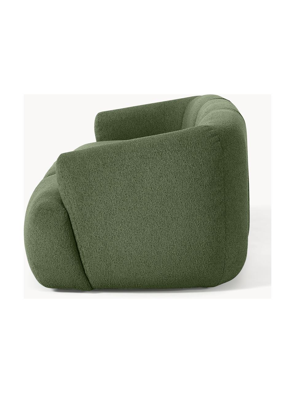 Modulaire bouclé bank Sofia (3-zits), Bekleding: bouclé (100% polyester) M, Frame: sparrenhout, spaanplaat, , Poten: kunststof Dit product is , Bouclé donkergroen, B 277 x D 103 cm