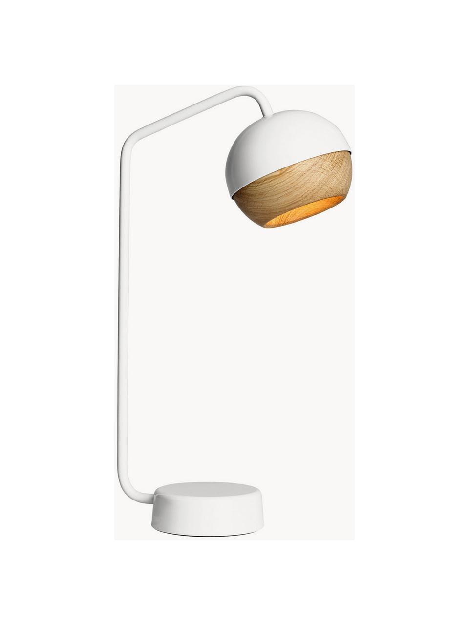 Lampa stołowa LED Ray, Biały, drewno dębowe, S 12 x W 40 cm