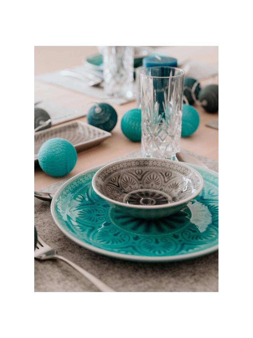 Handbeschilderd dinerbord Sumatra in turquoise, Keramiek, Turquoise, Ø 25 cm