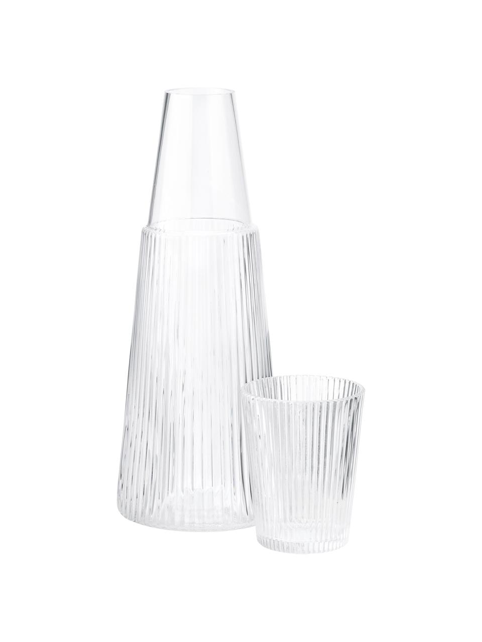 Waterkaraf Pilastro met glas, 1 L, set van 2, Glas, Transparant, H 27 cm, 1 L