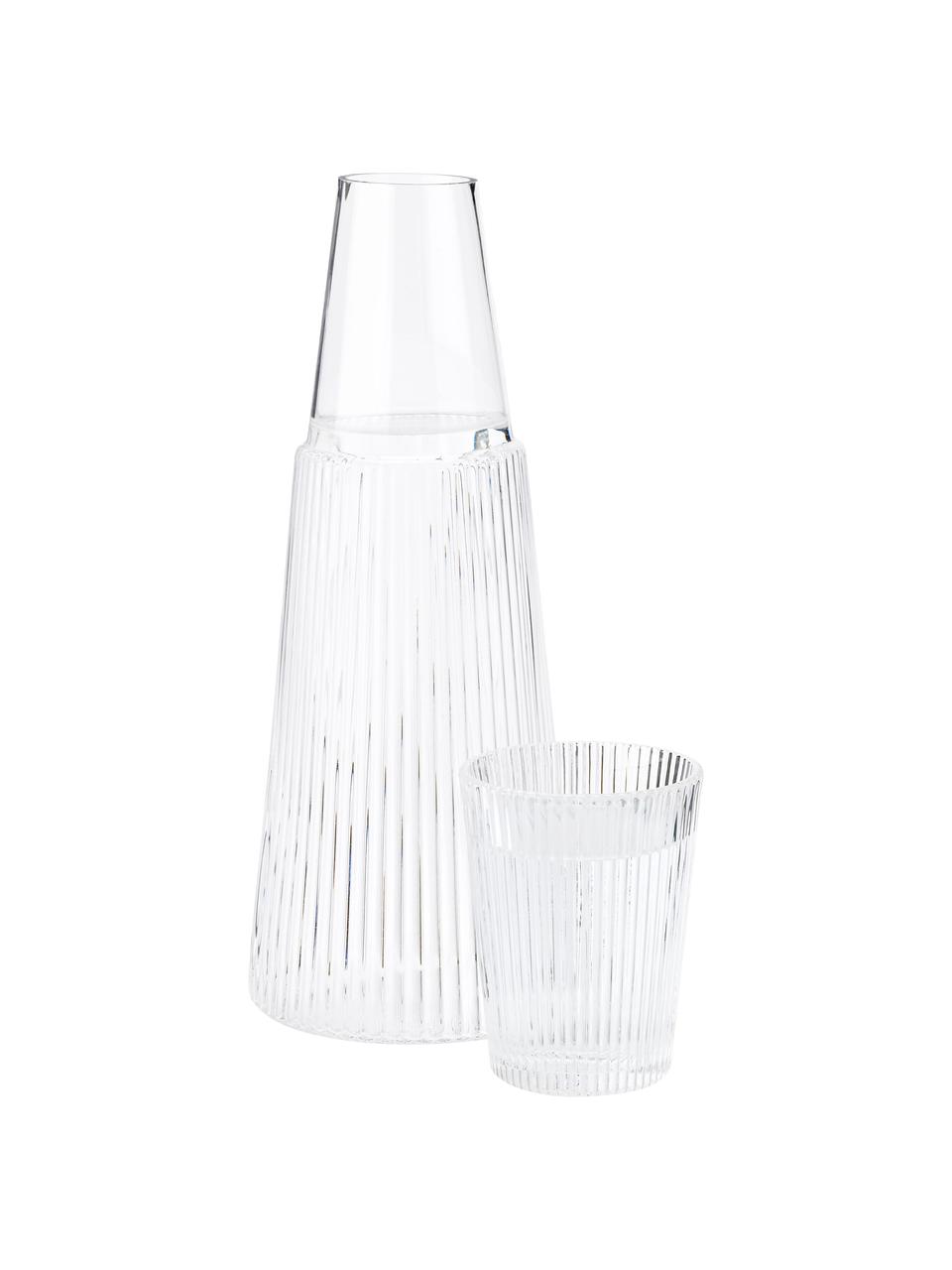 Waterkaraf Pilastro met glas, 1 L, set van 2, Glas, Transparant, H 27 cm, 1 L