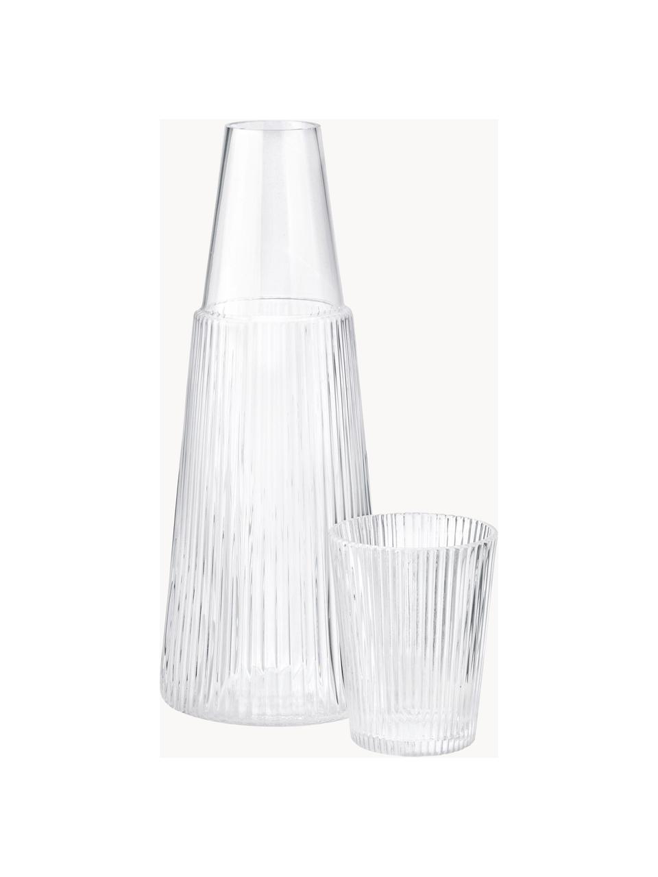 Karaffe Pilastro mit Glas, 1 L, 2er-Set, Glas, Transparent, 1 L