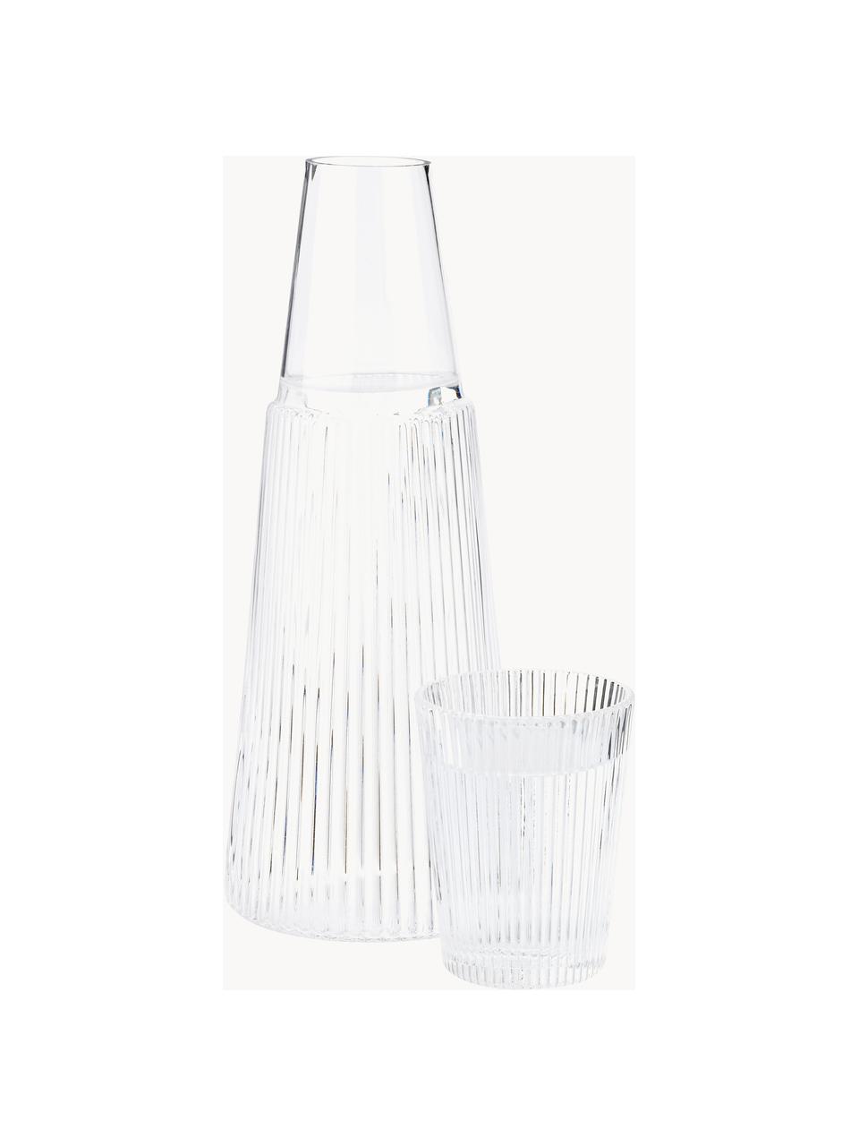 Karaffe Pilastro mit Glas, 1 L, 2er-Set, Glas, Transparent, 1 L