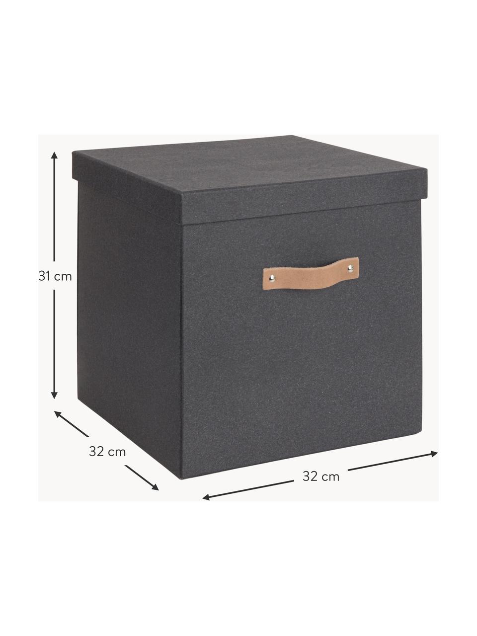 Aufbewahrungsbox Logan, Box: fester, laminierter Karto, Griff: Leder, Anthrazit, B 32 x T 32 cm