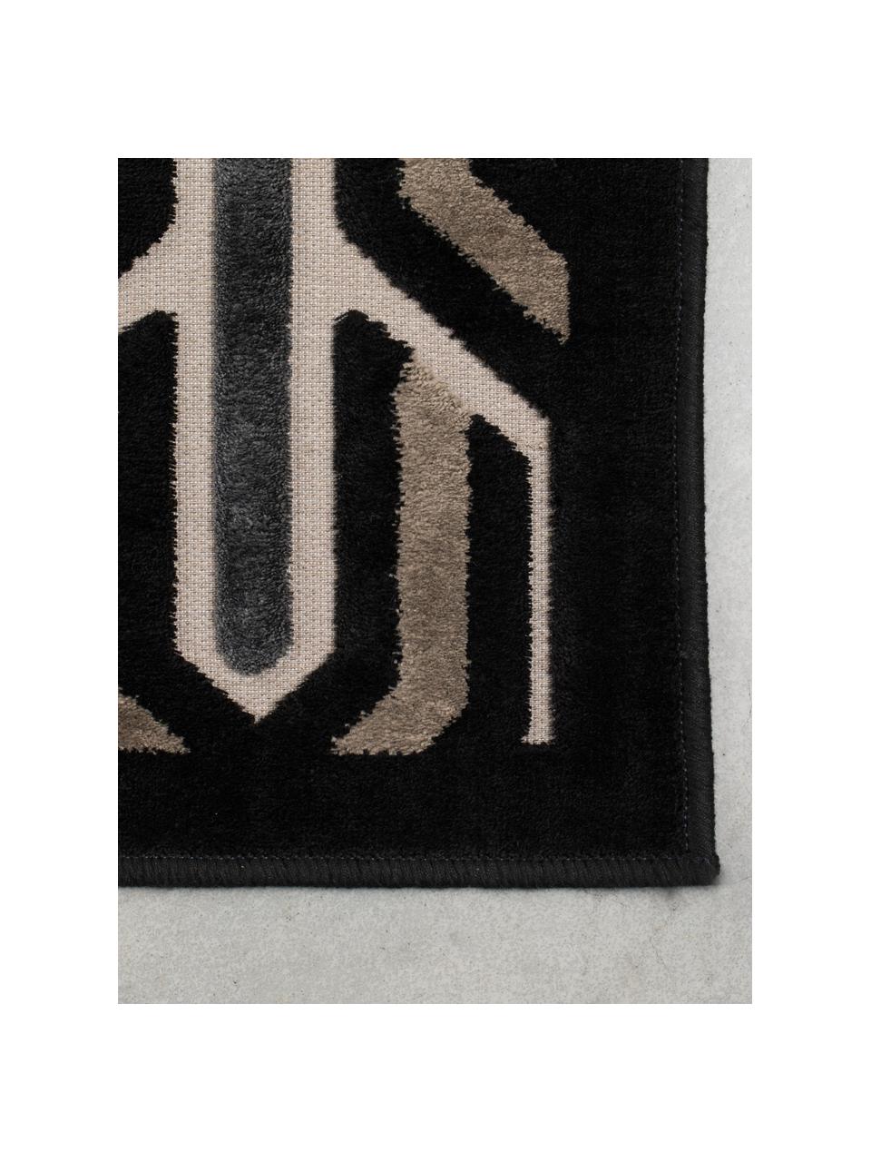 Teppich Beverly im Retro Style mit Hoch-Tief-Struktur, Flor: 57% Rayon, 31% Polyester,, Schwarz, B 200 x L 300 cm (Grösse L)
