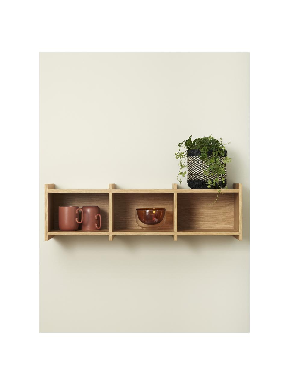 Mensola in legno Focal, Impiallacciatura in legno di quercia, certificata FSC, Marrone chiaro, Larg. 80 x Alt. 23 cm