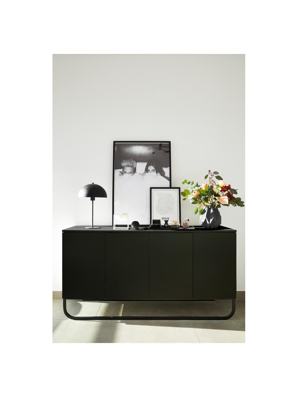 Credenza nera con ante Sanford, Nero, Larg. 160 x Alt. 83 cm