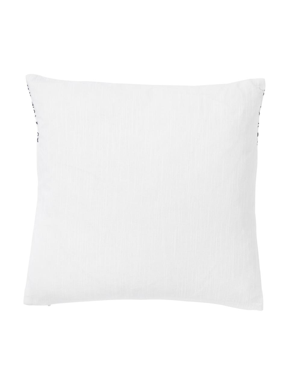 Federa arredo in cotone ricamato Tabitha, Bianco, blu, Larg. 45 x Lung. 45 cm