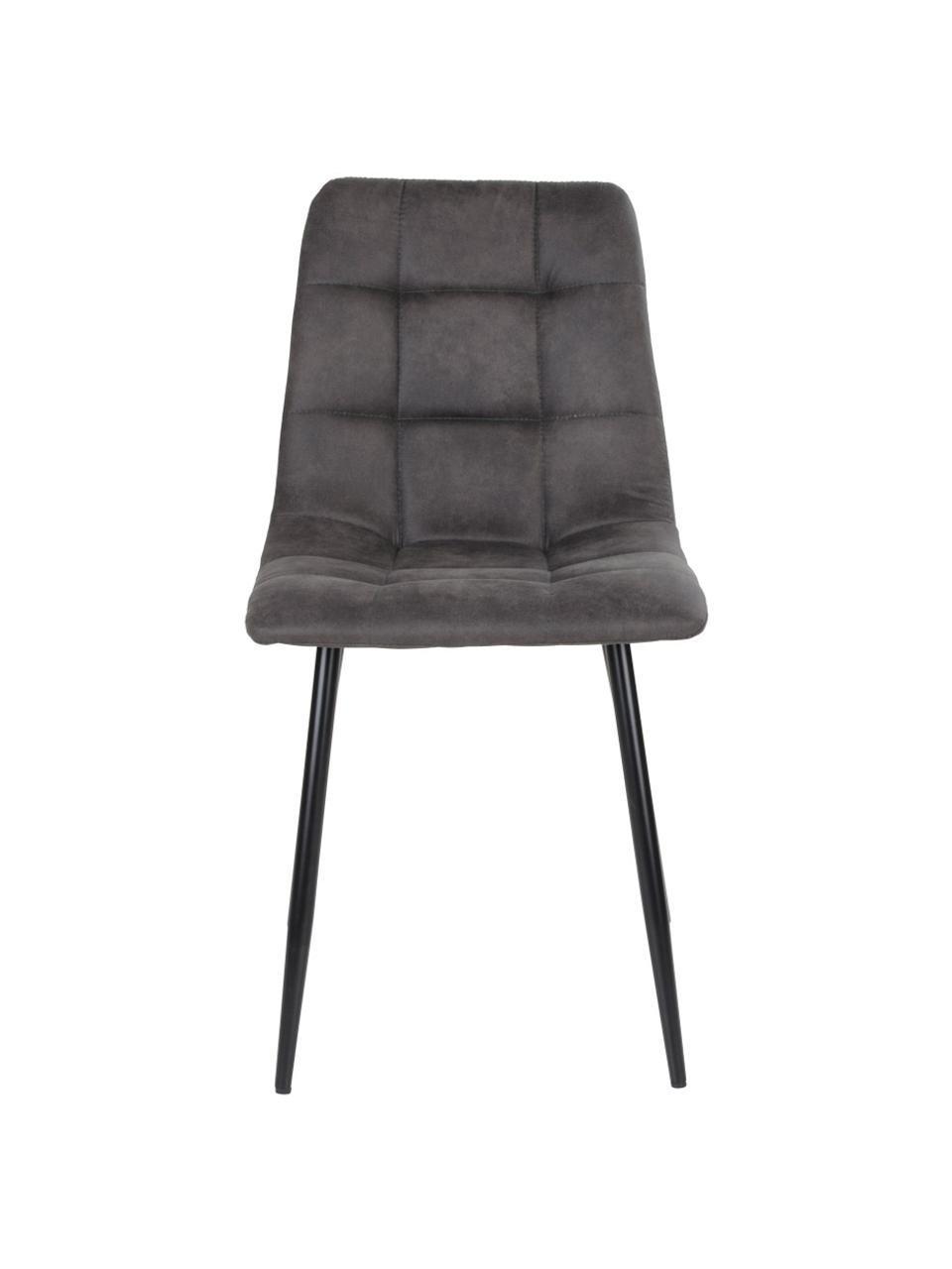 Krzesło tapicerowane Middleton, Tapicerka: mikrofibra Dzięki tkanini, Nogi: metal lakierowany, Szara tkanina, S 44 x G 55 cm