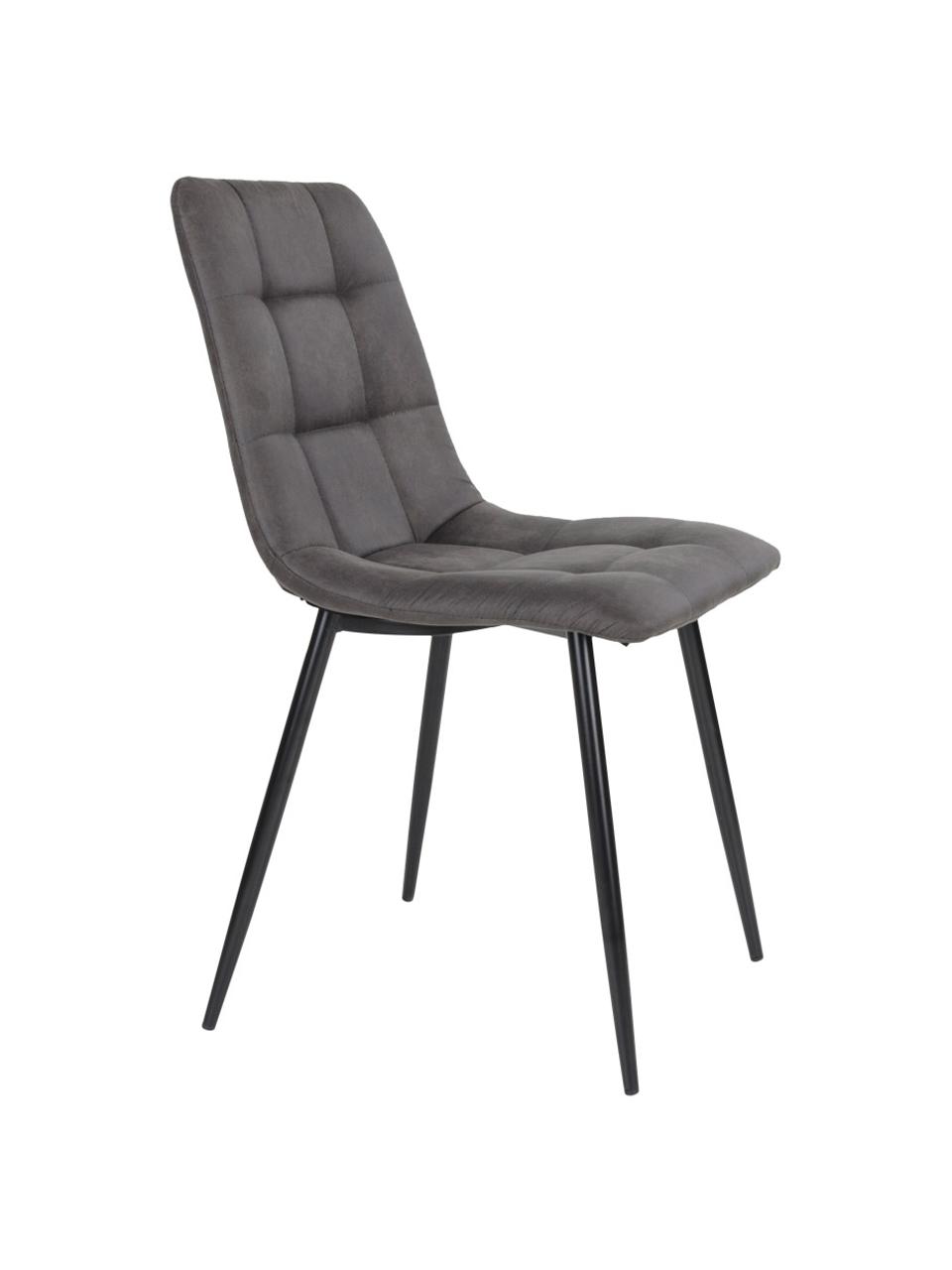 Sedia imbottita Middleton, Rivestimento: microfibra Con 25.000 cic, Piedini: metallo verniciato, Tessuto grigio, Larg. 44 x Prof. 55 cm
