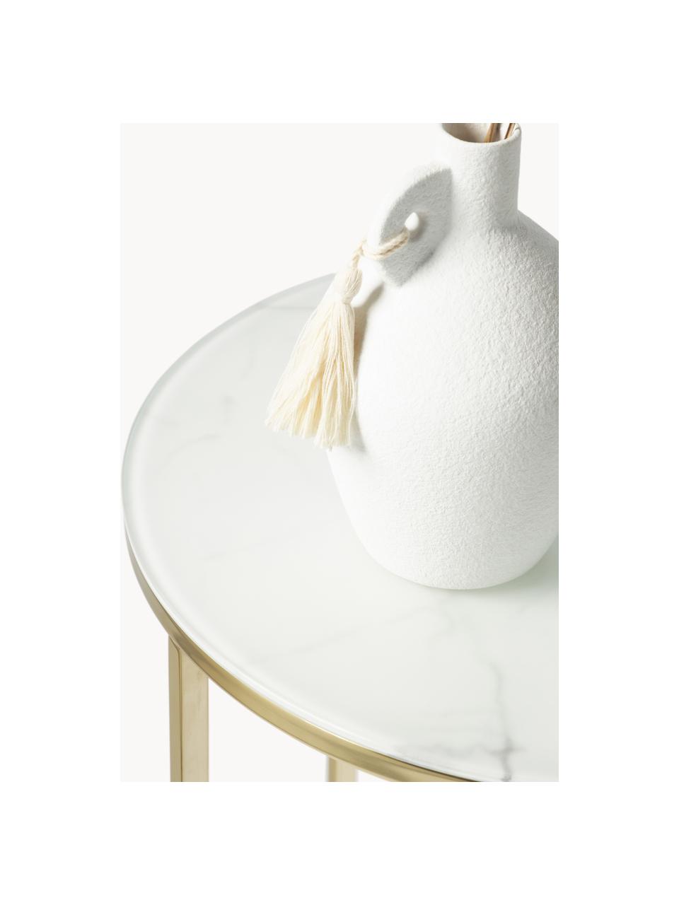 Table d'appoint ronde look marbre Antigua, Blanc look marbre, doré, Ø 45 x haut. 50 cm